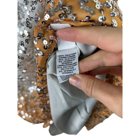 Diane Von Furstenberg Sequin Ombre Mini Dress Black/Gold Short Sleeve Womens 4 - Picture 7 of 10